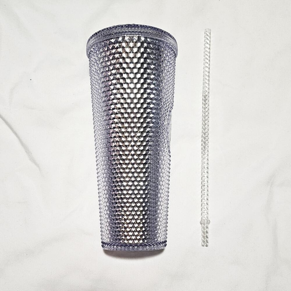 Starbucks New silver platinum clear Holiday 2019 studded venti tumbler 24 oz - Picture 2 of 9
